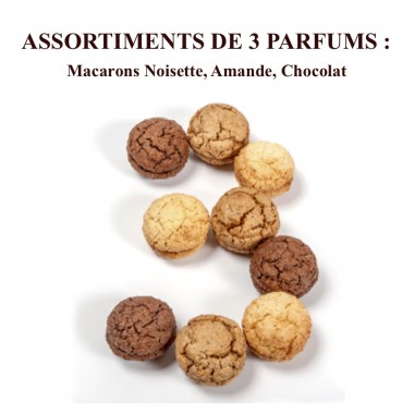 Macarons Noisette, Amande, Chocolat Coffret 24 pièces